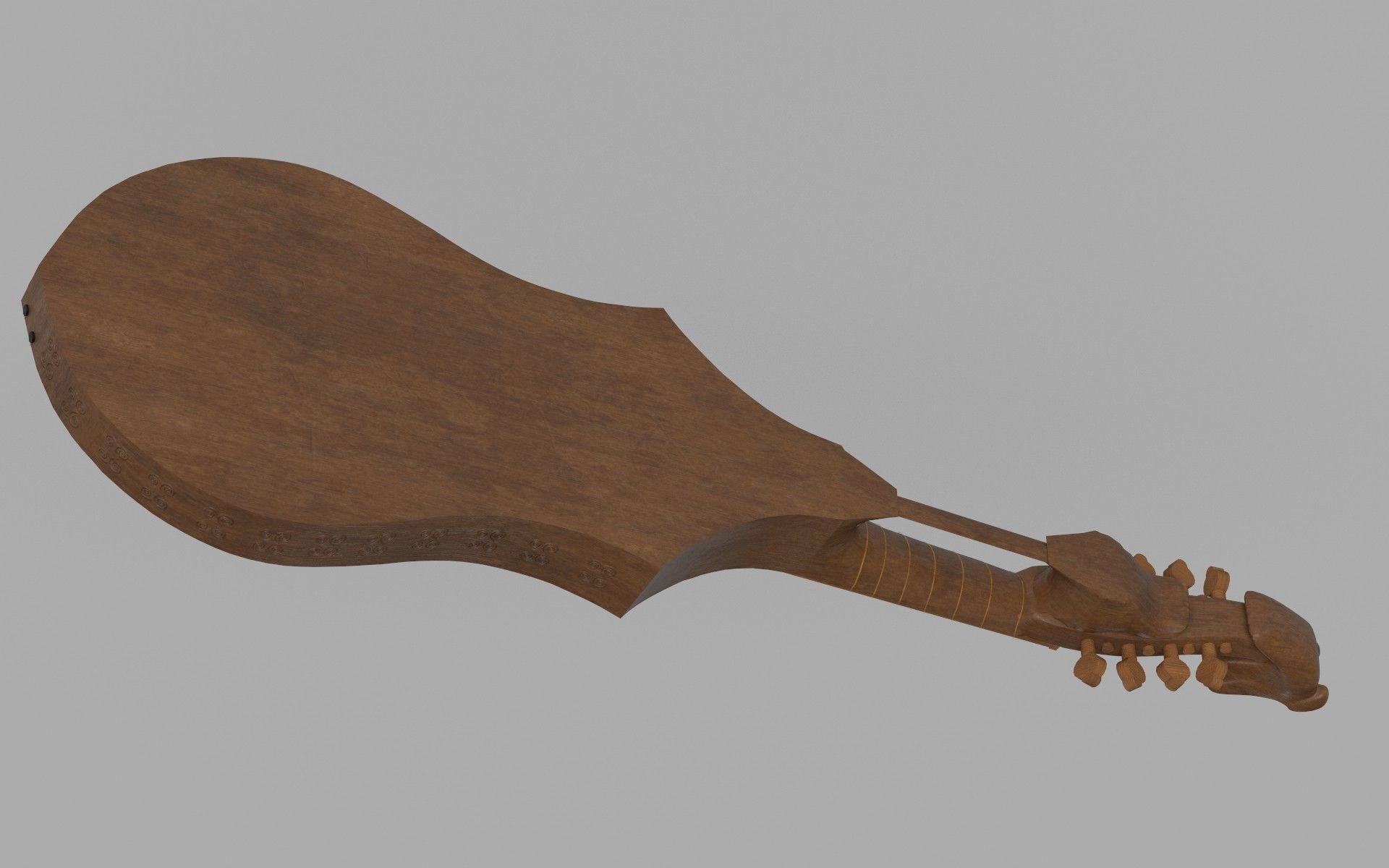 Citole wooden guitar 3D model_1