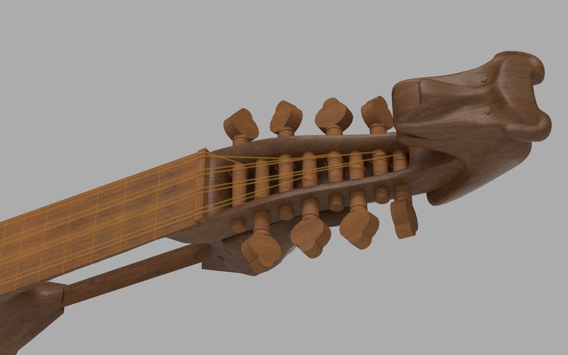 Citole wooden guitar 3D model_2