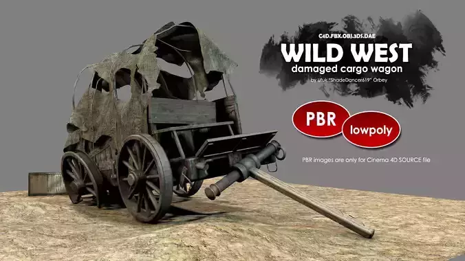 Wild West Damaged Wagon 3D model