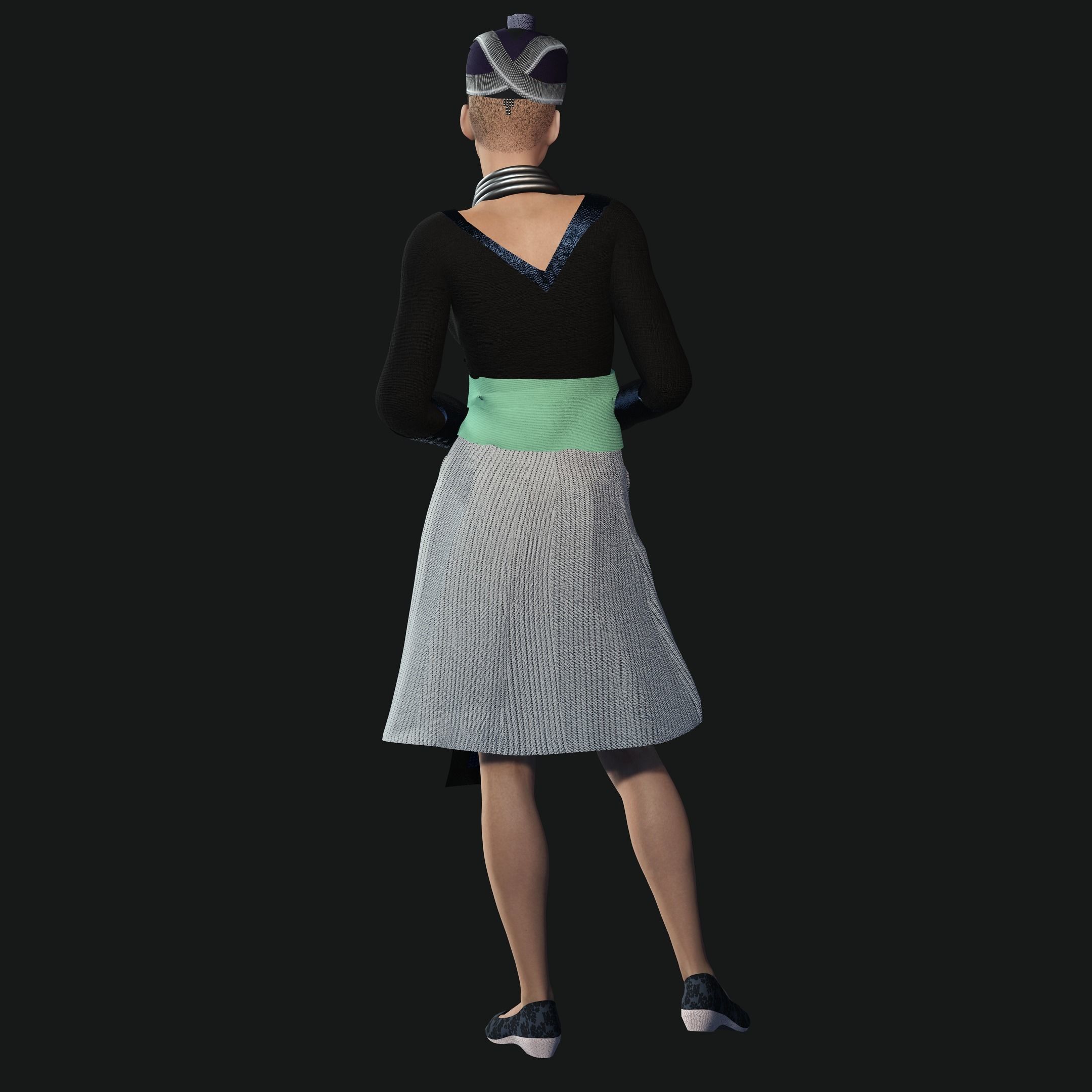 Character Creator - Hmong Female Costumes Low-poly 3D model_7