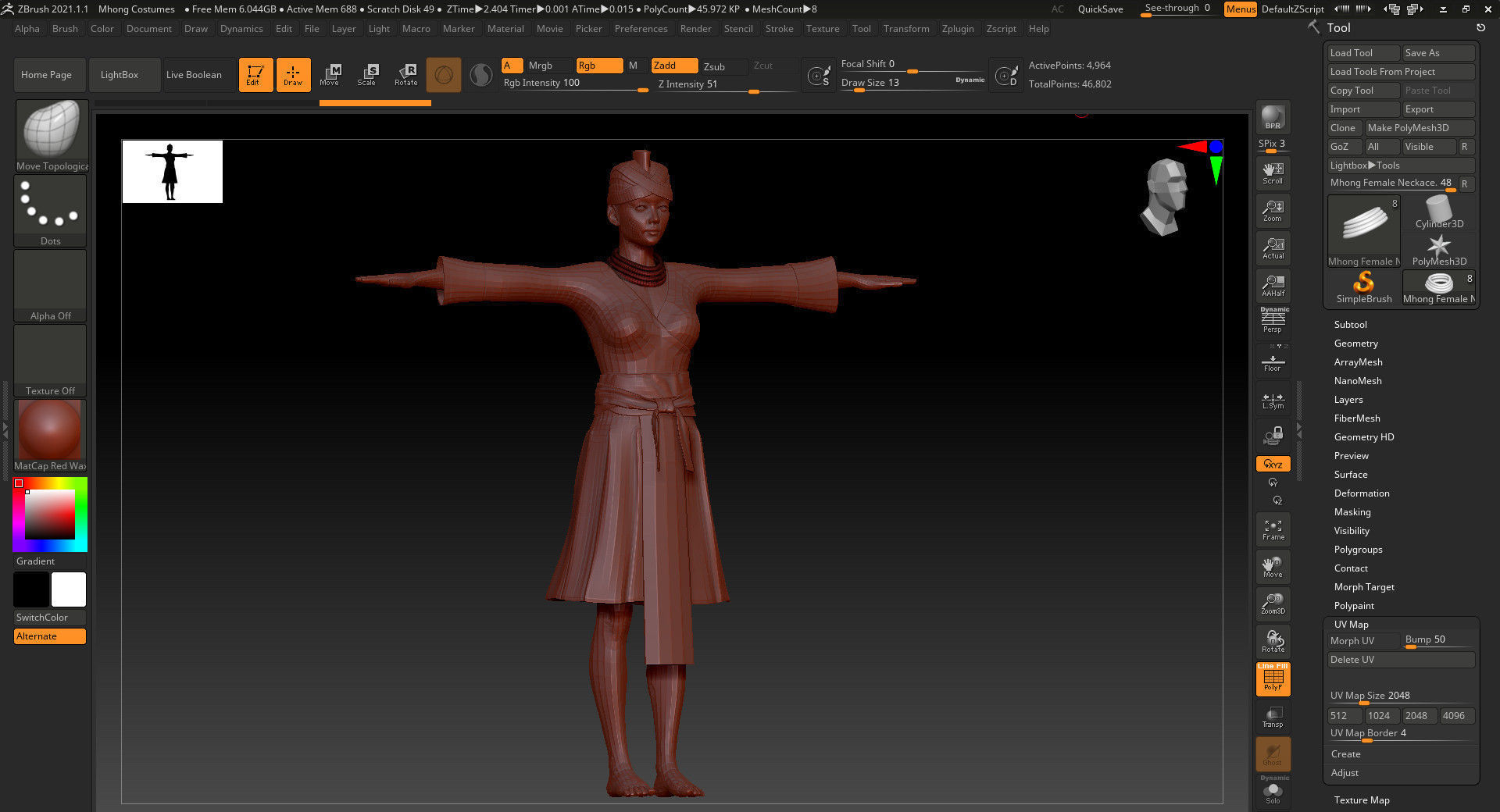 Character Creator - Hmong Female Costumes Low-poly 3D model_2