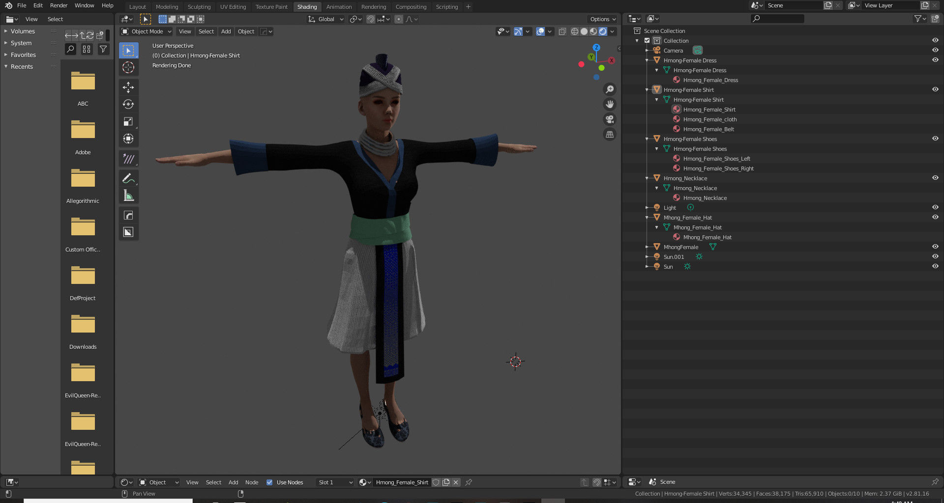 Character Creator - Hmong Female Costumes Low-poly 3D model_4