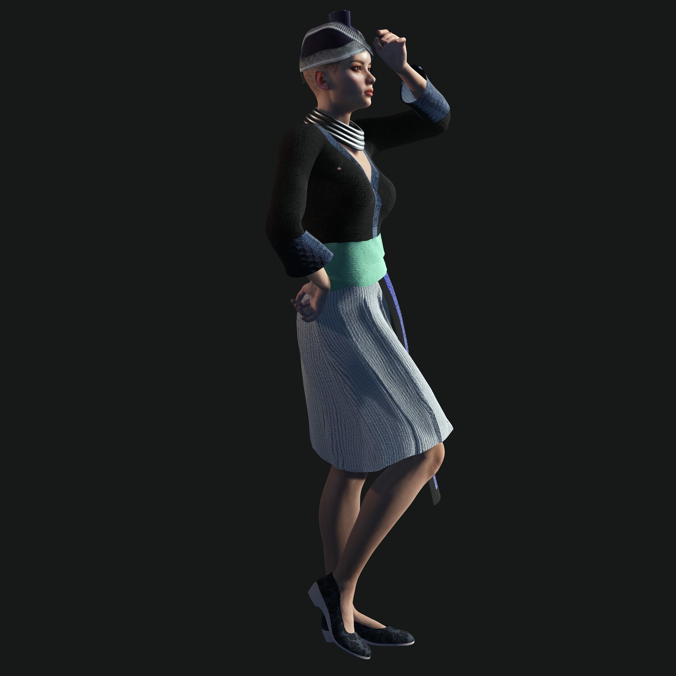 Character Creator - Hmong Female Costumes Low-poly 3D model_8