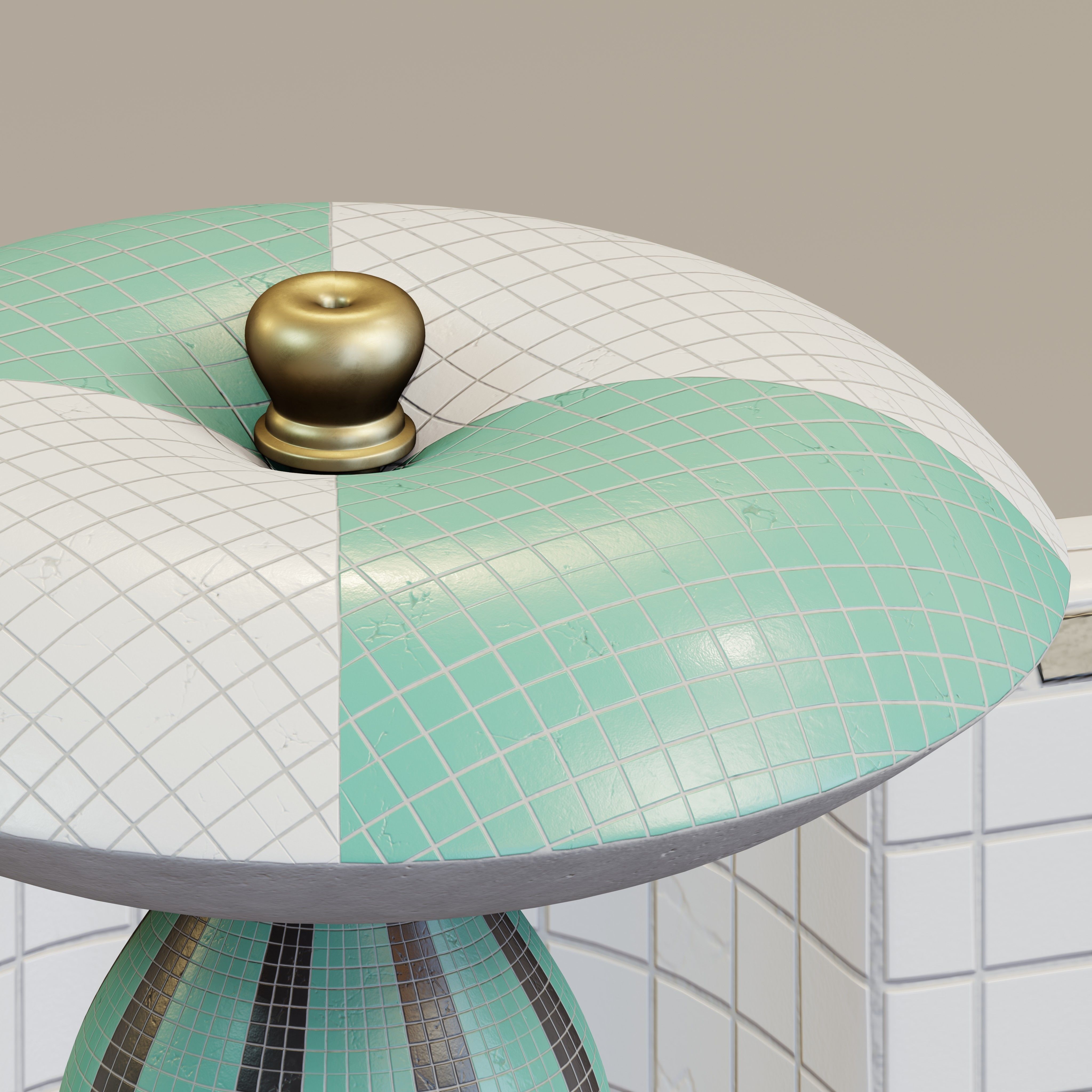 Octagonal mosaic fountain 3D model_2
