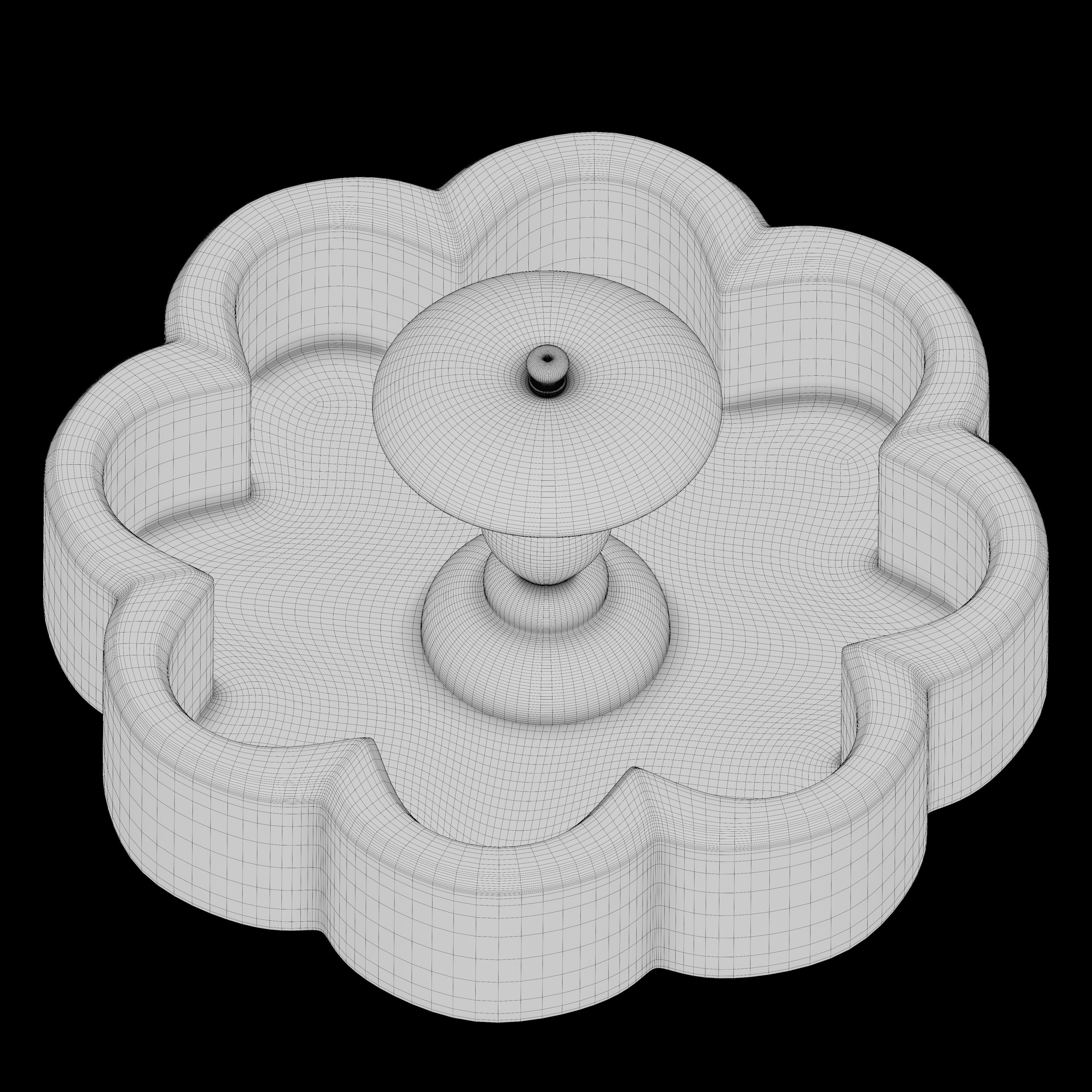 Octagonal mosaic fountain 3D model_6