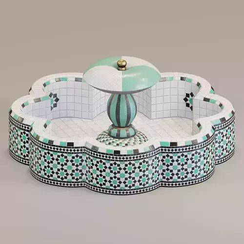 Octagonal mosaic fountain