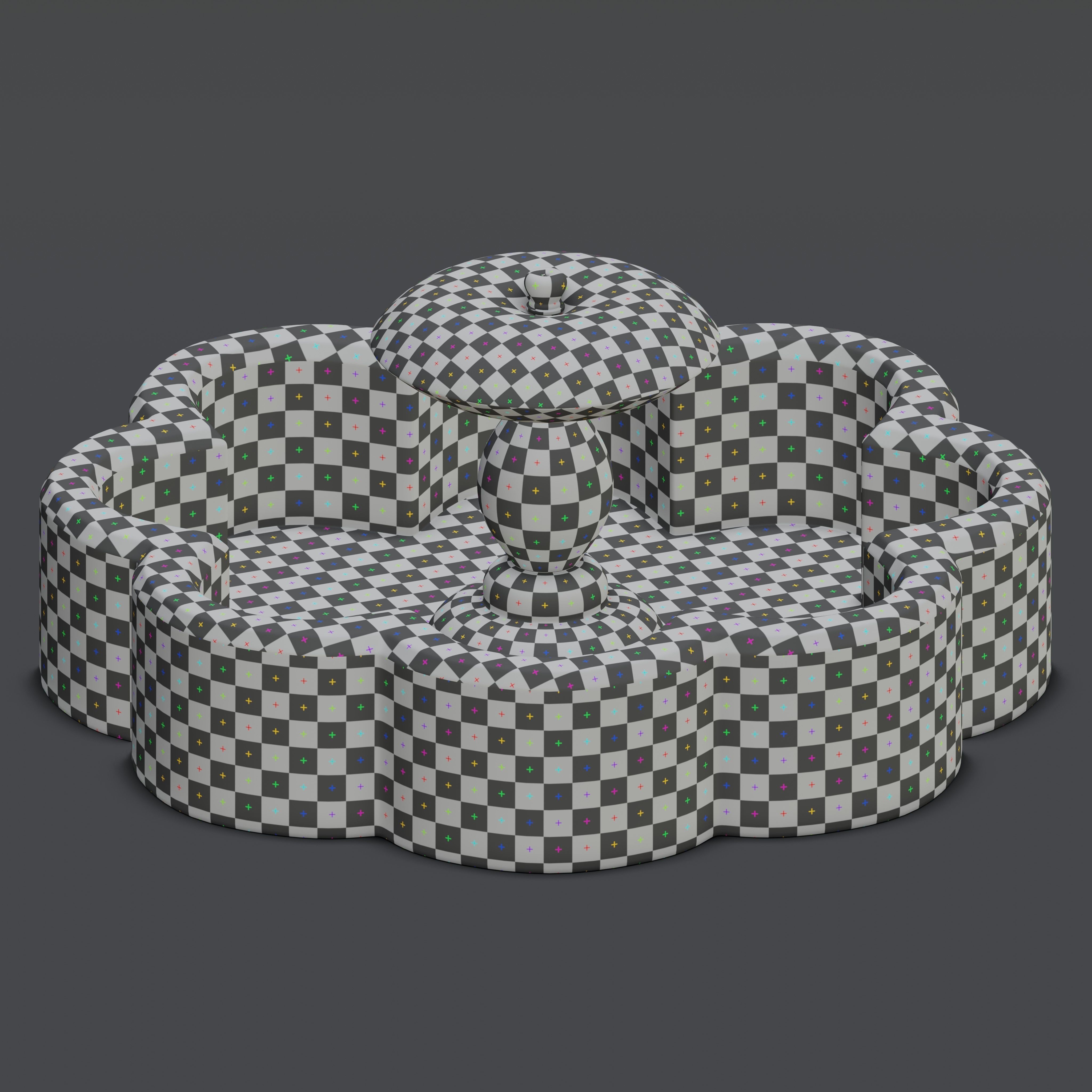 Octagonal mosaic fountain 3D model_10