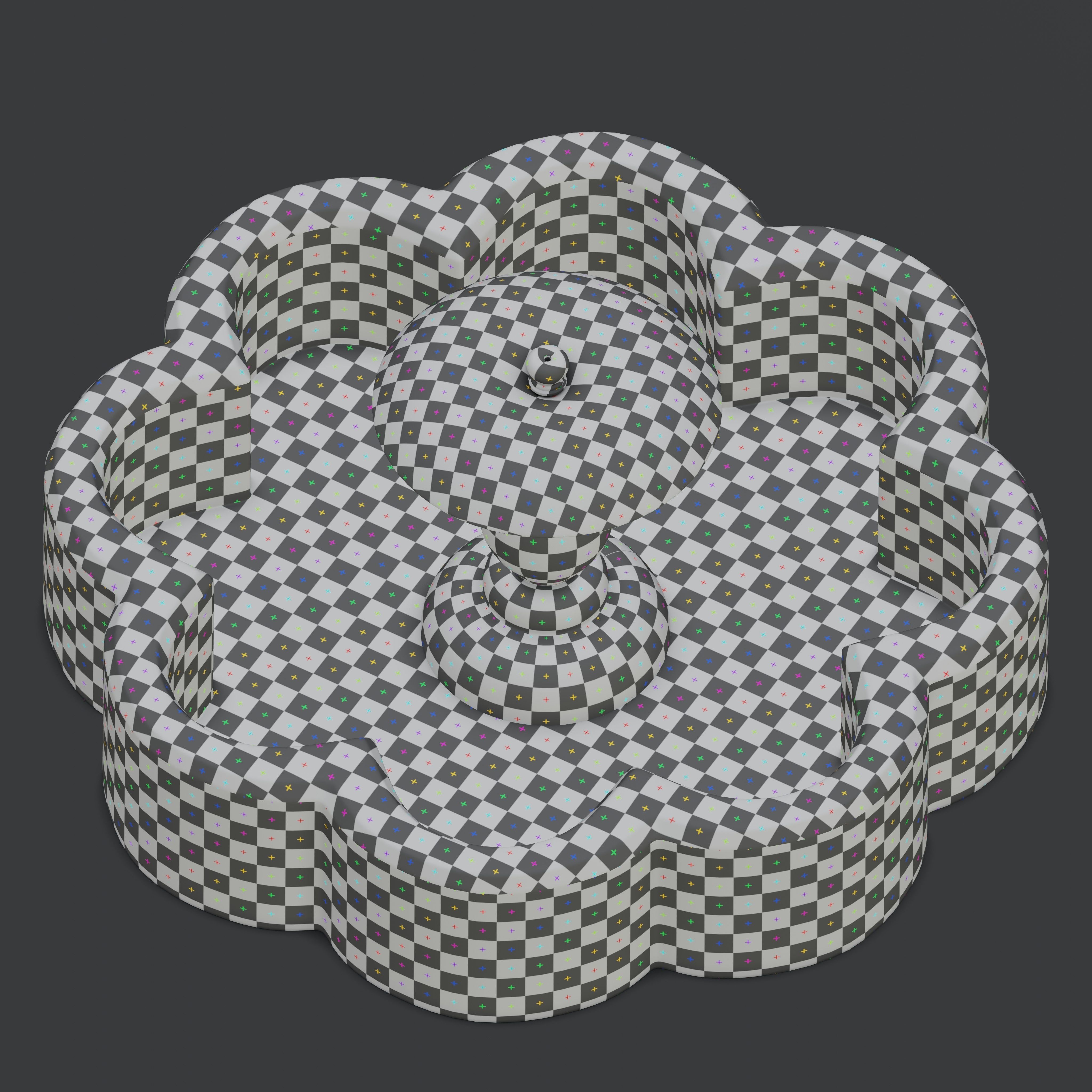 Octagonal mosaic fountain 3D model_11