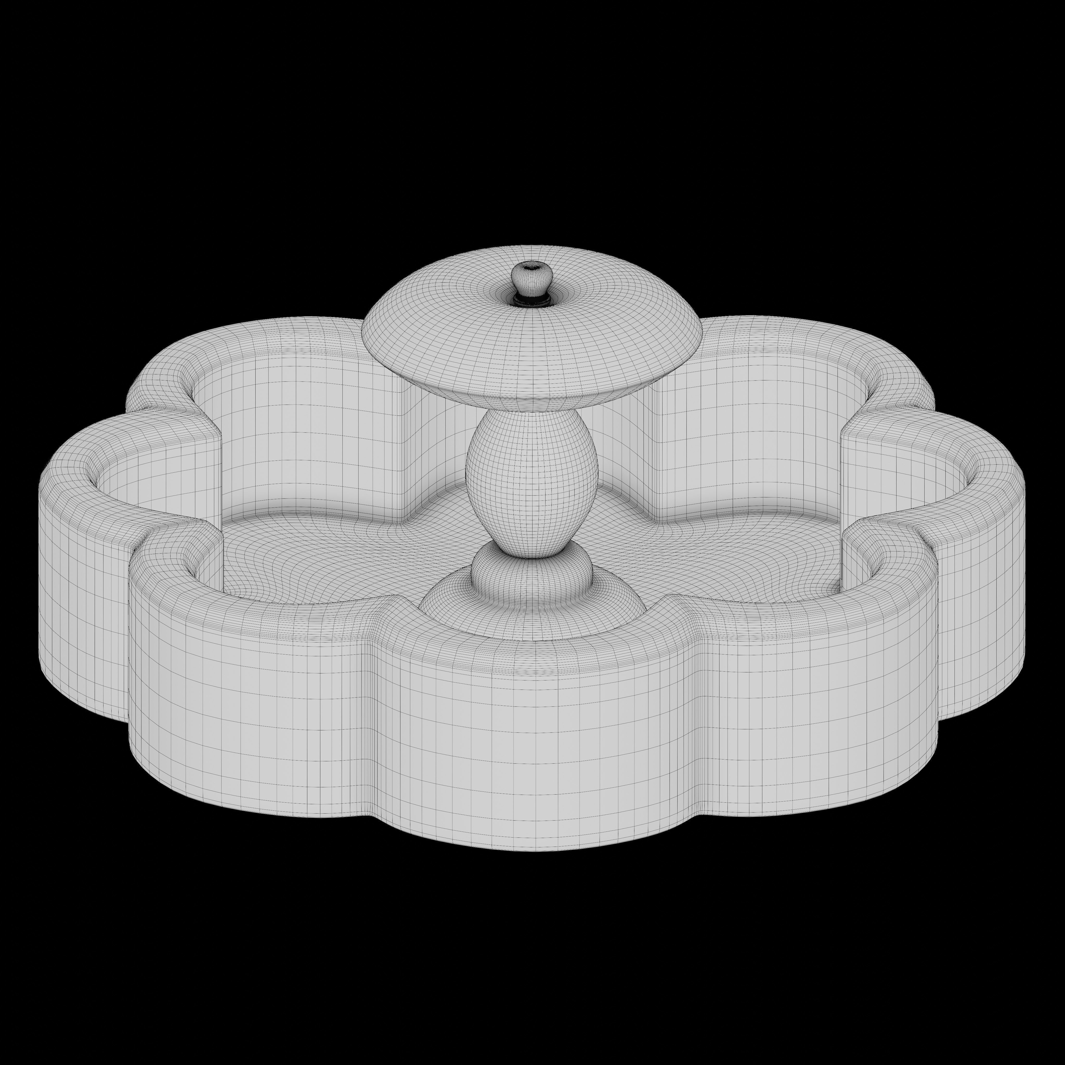 Octagonal mosaic fountain 3D model_5
