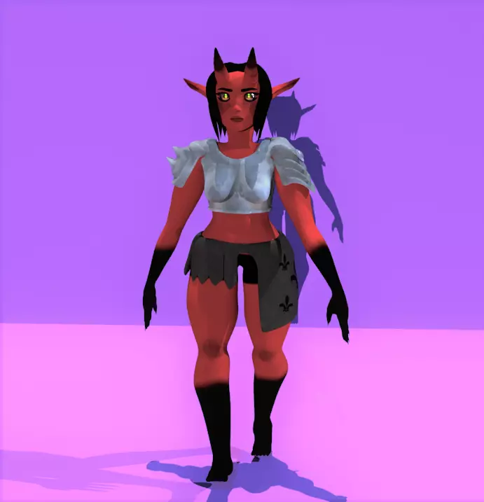 Female Demon Low-poly 3D model_0