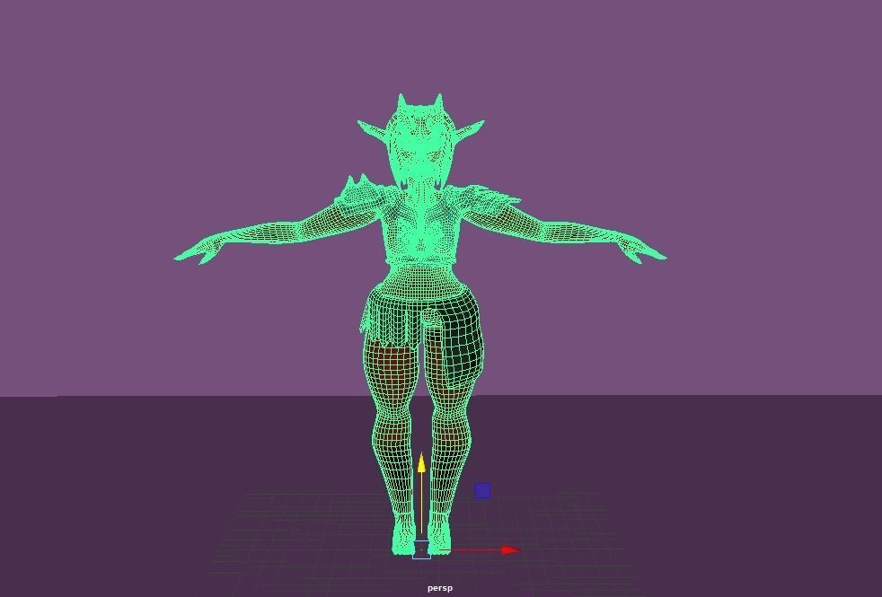 Female Demon Low-poly 3D model_1