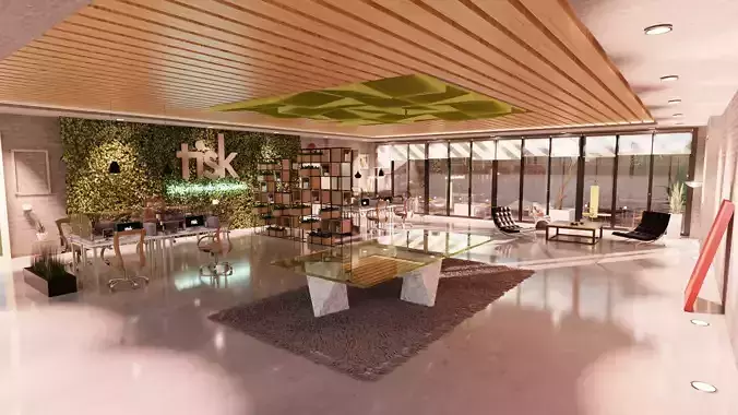 Office modern living room with walls