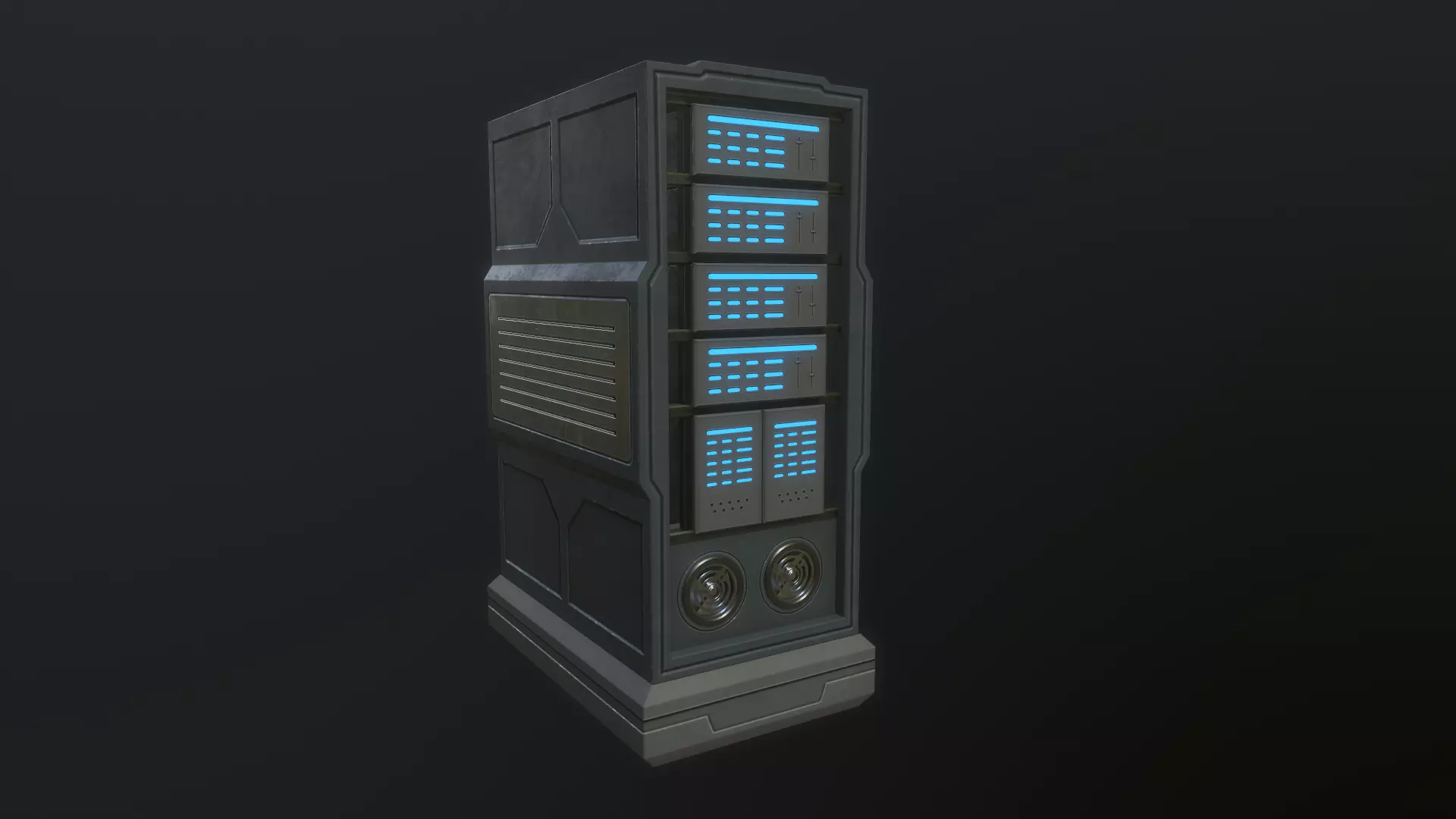 Sci Fi Server Rack Low-poly 3D model_0