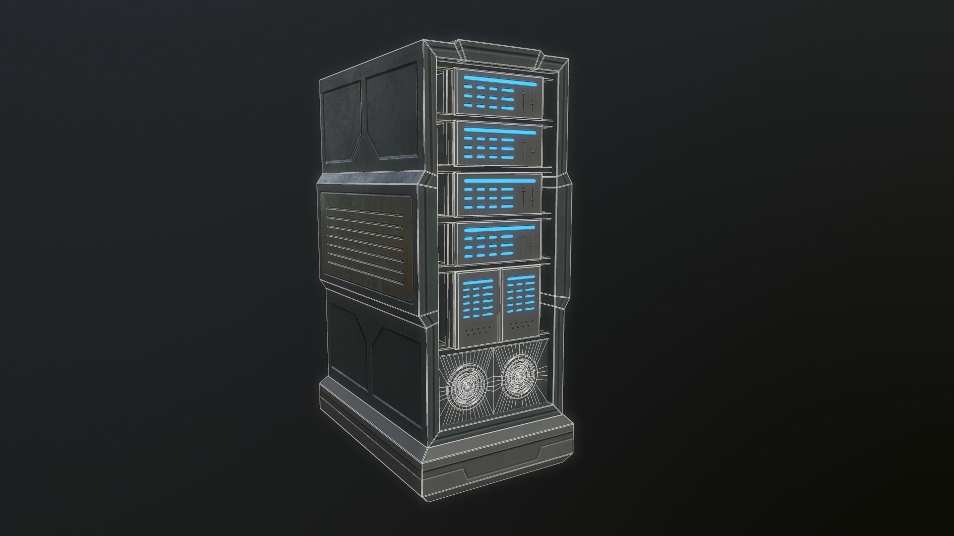 Sci Fi Server Rack Low-poly 3D model_4