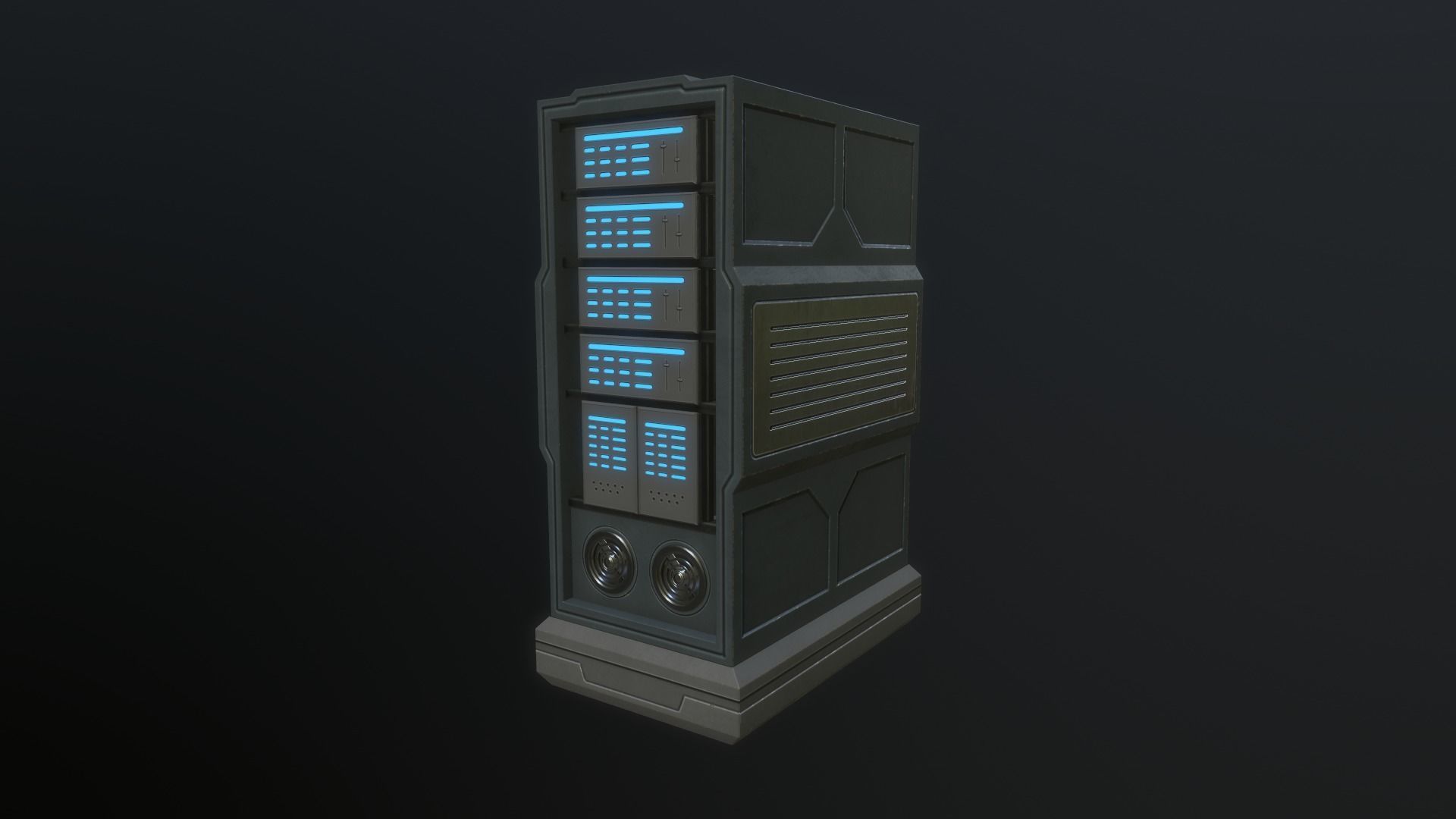 Sci Fi Server Rack Low-poly 3D model_2