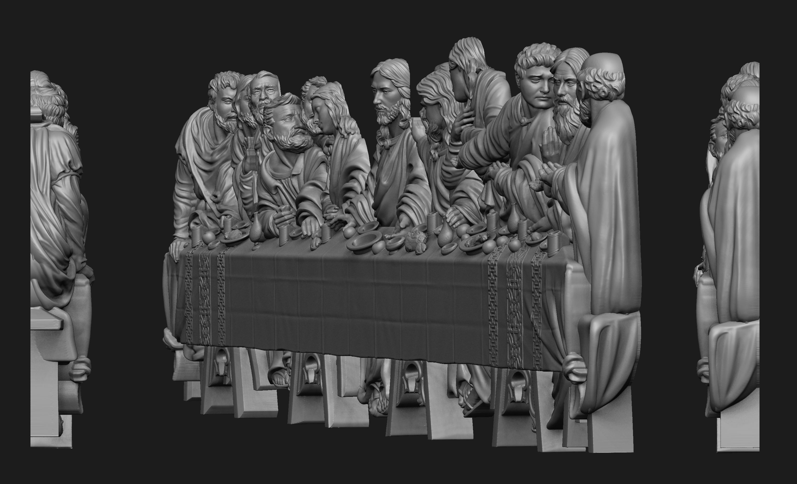 Last Supper Bas-Relief No Background 3D print model_2