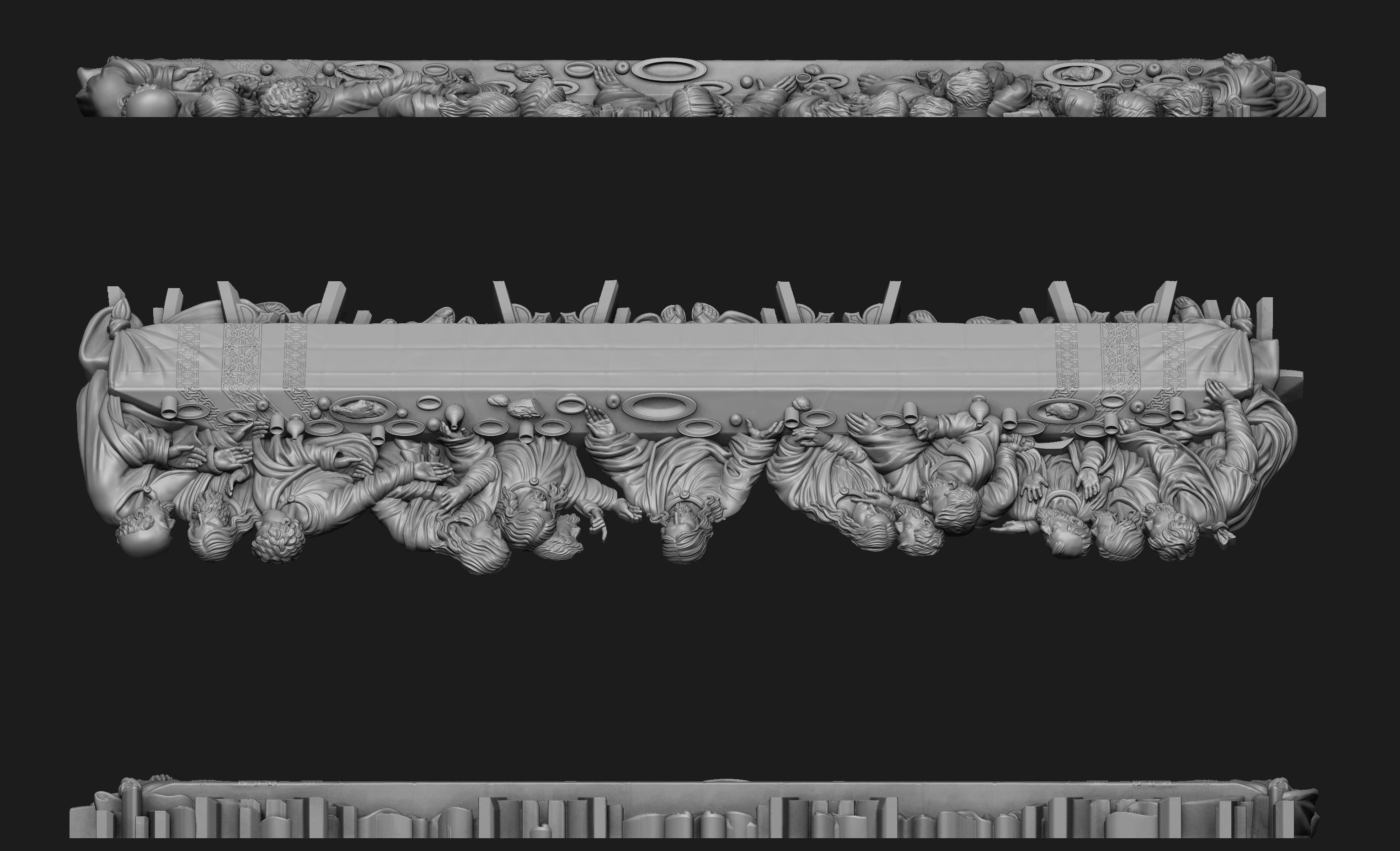 Last Supper Bas-Relief No Background 3D print model_3