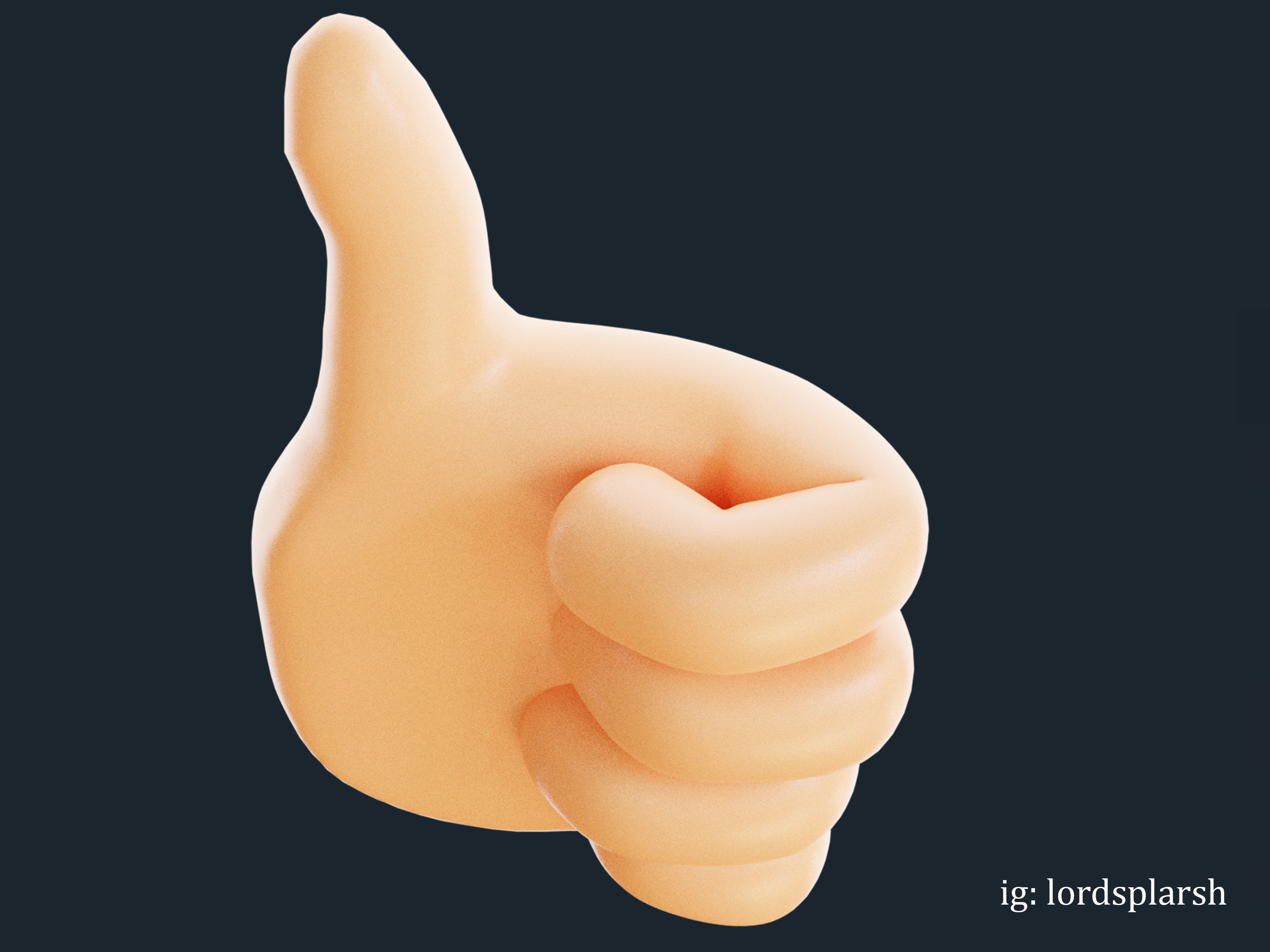 Like Hand 3D Emoji Thumbs UP Low-poly 3D model_3