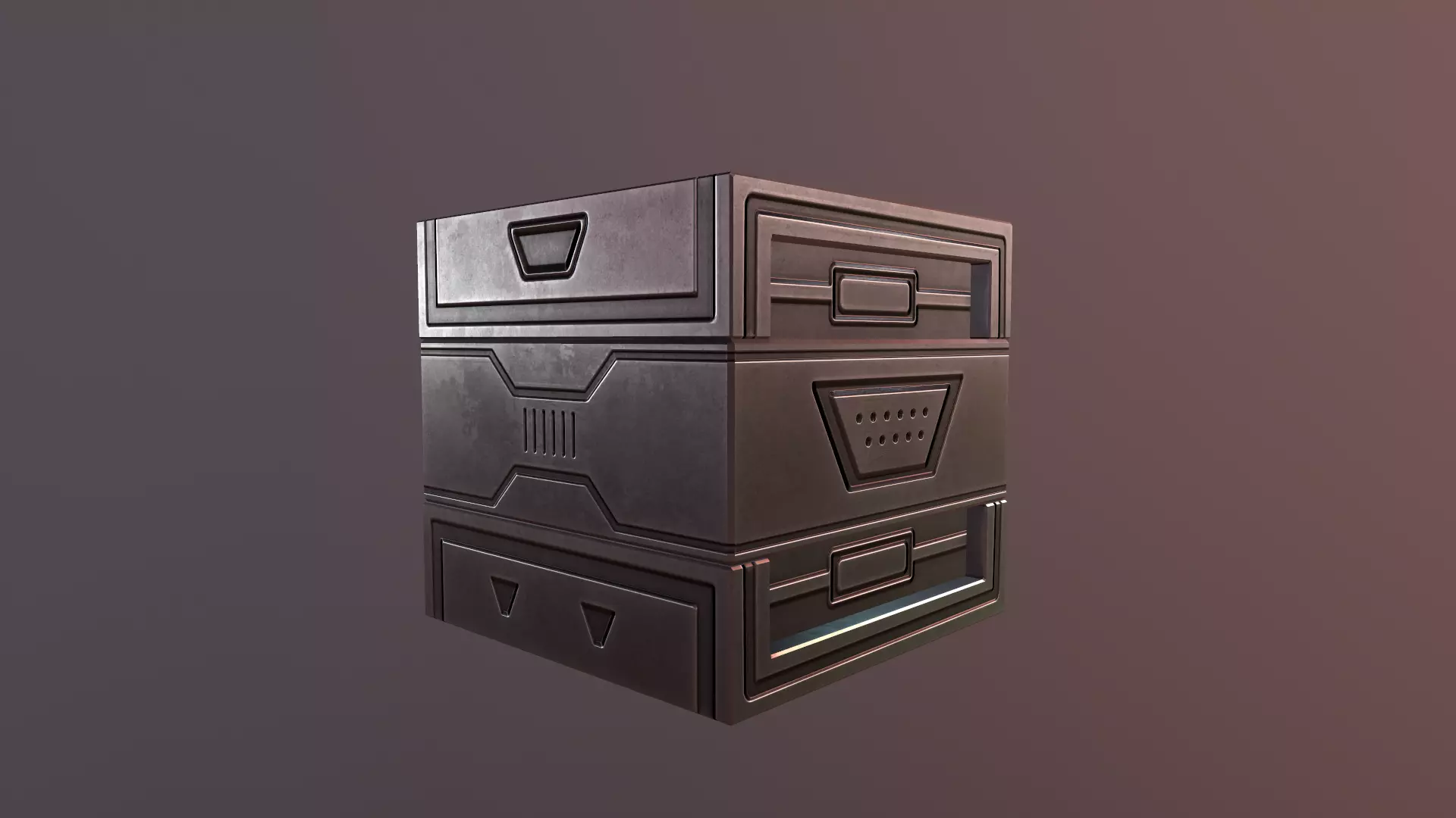 Sci Fi Metal Crate Low-poly 3D model