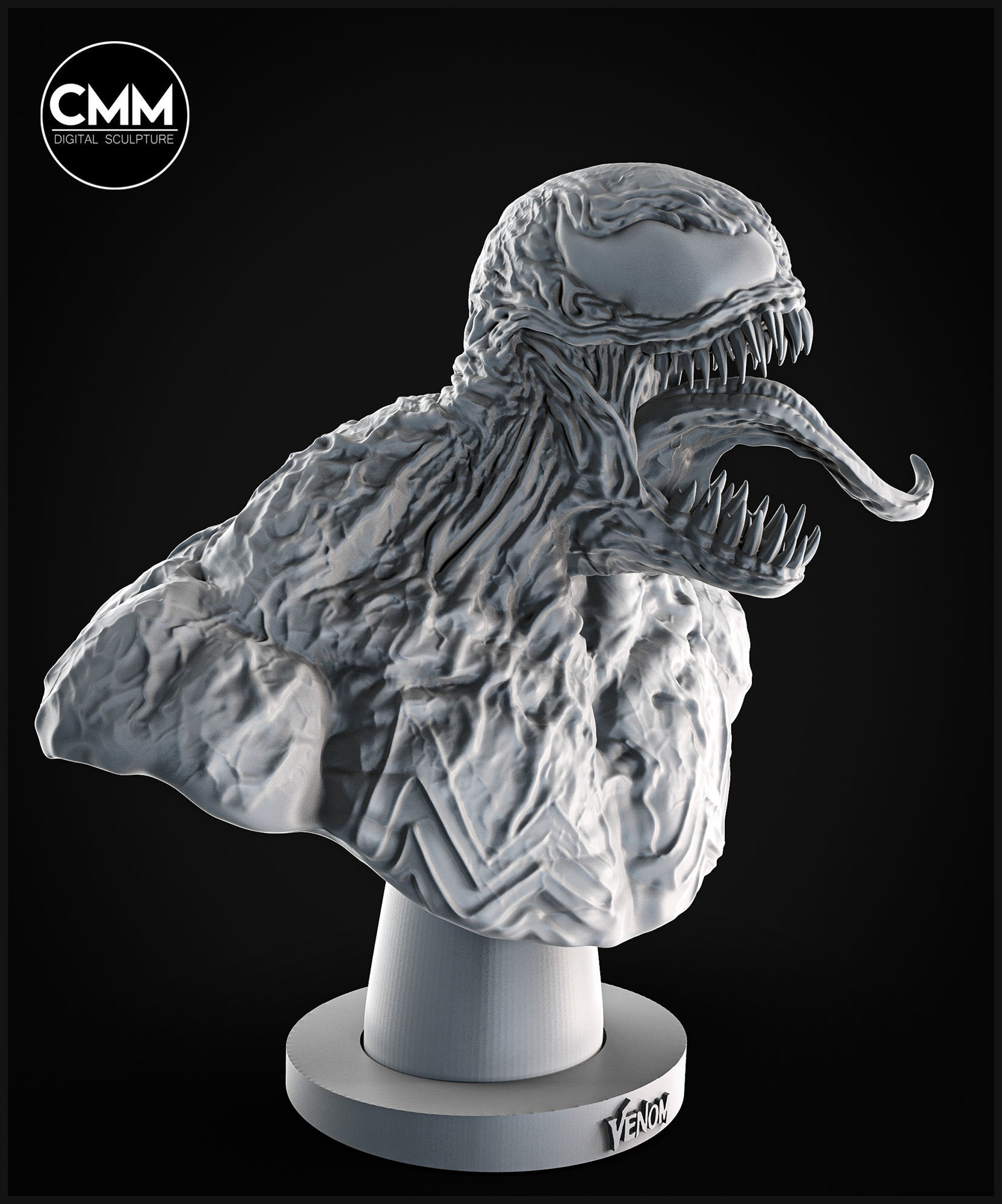 venom bust 3D print model_3