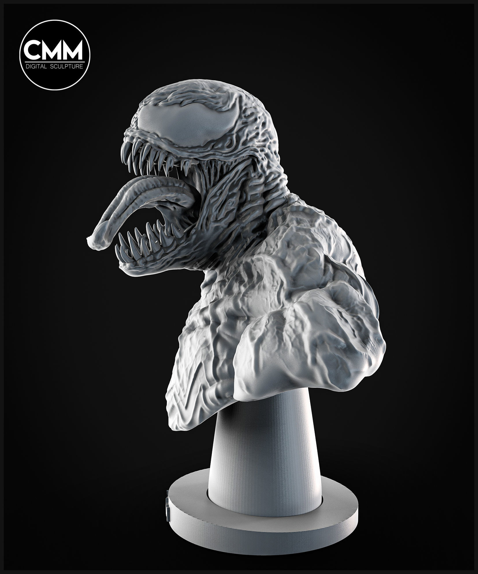 venom bust 3D print model_6