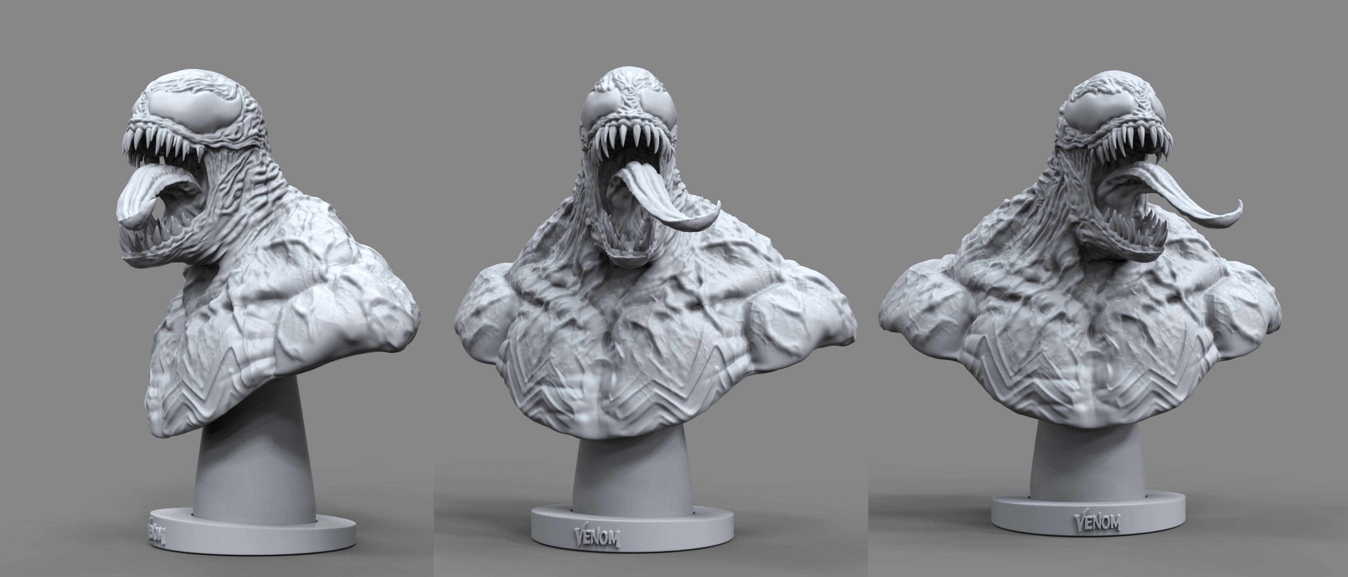 venom bust 3D print model_12