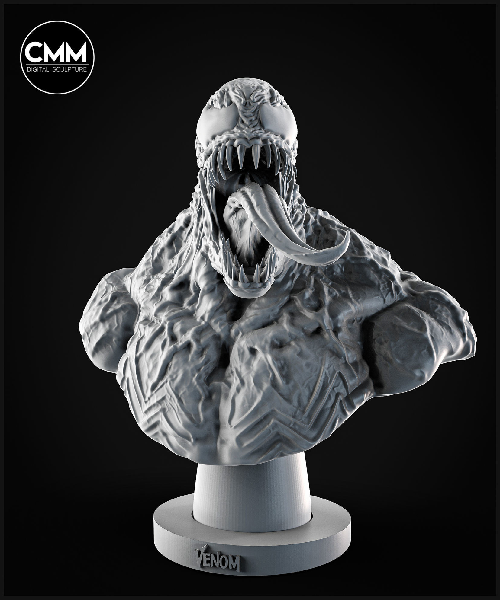 venom bust 3D print model_1