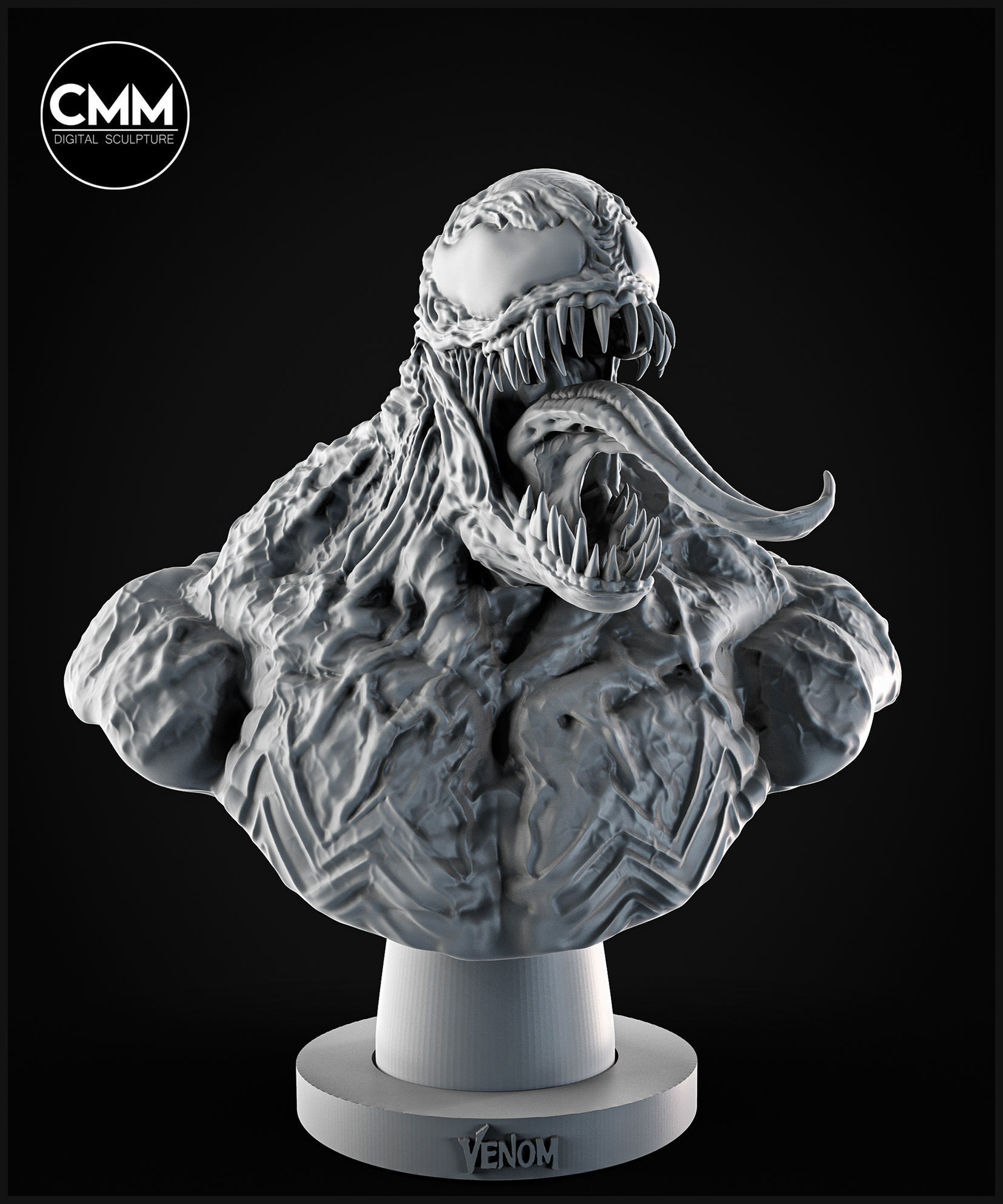 venom bust 3D print model_2