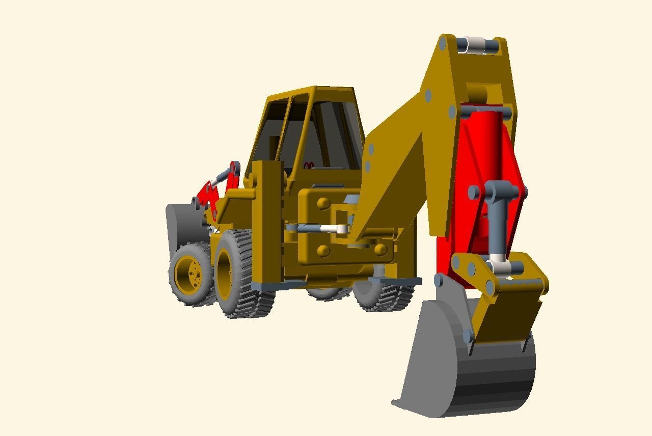 CAT JCB bachoe loader Low-poly 3D model_10