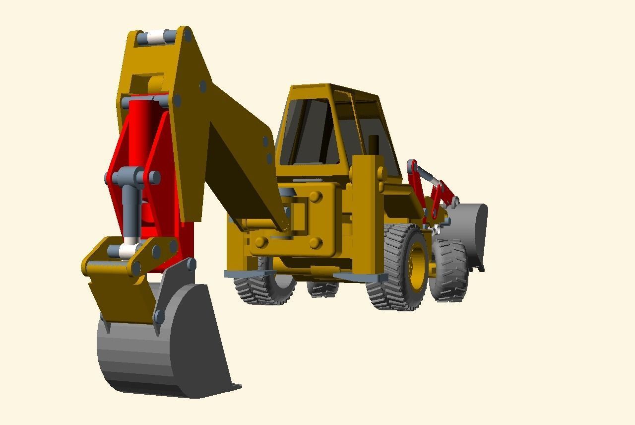 CAT JCB bachoe loader Low-poly 3D model_9