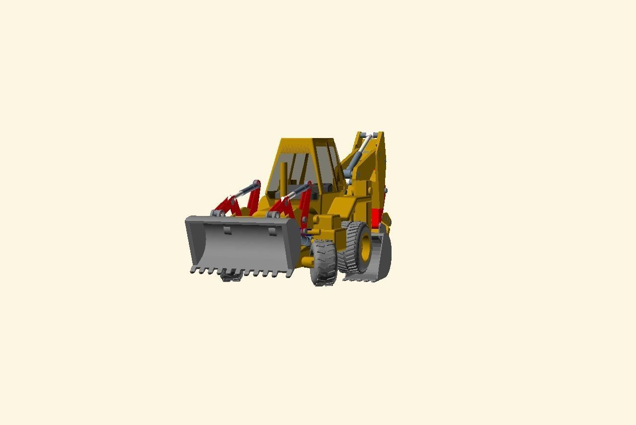 CAT JCB bachoe loader Low-poly 3D model_8