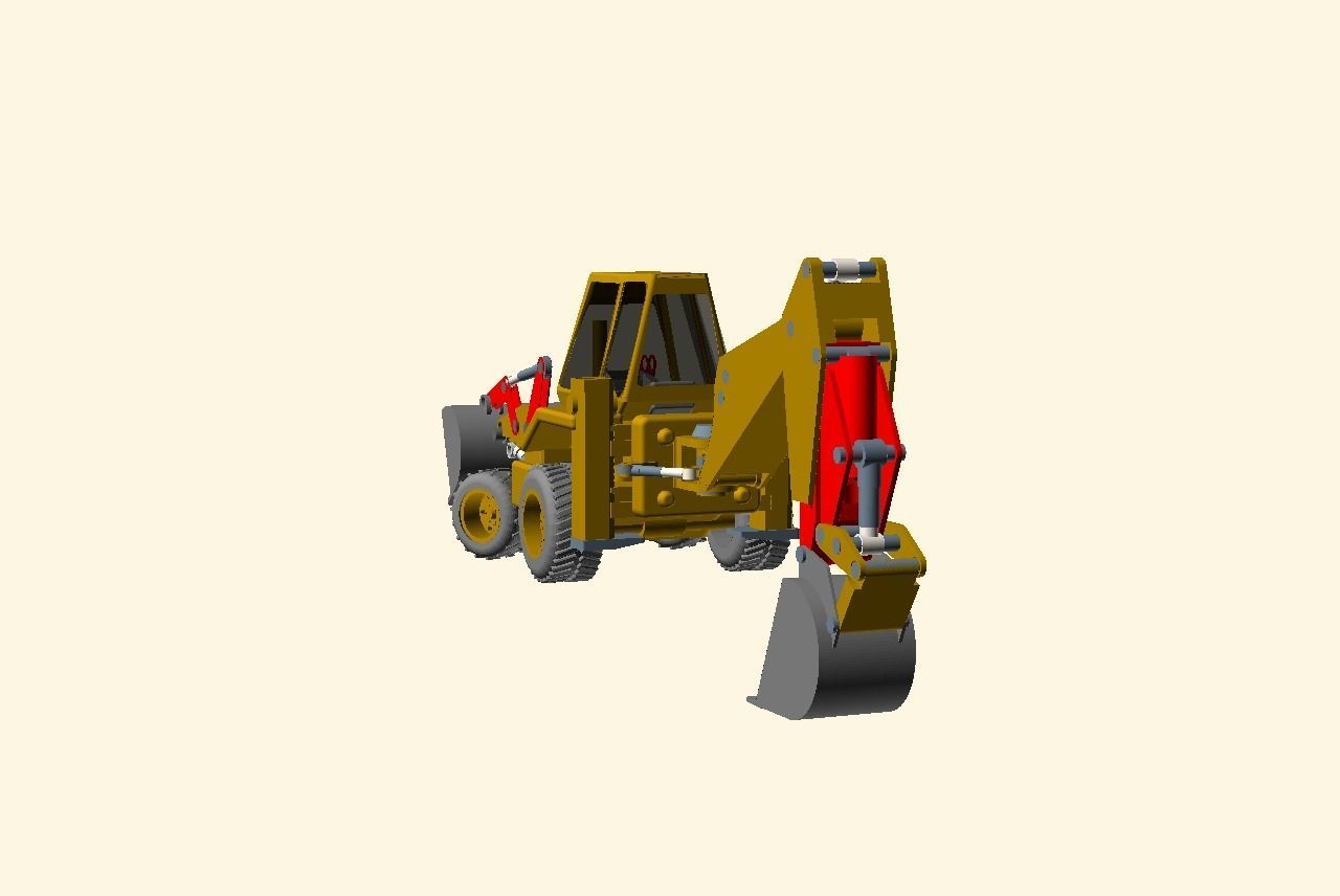 CAT JCB bachoe loader Low-poly 3D model_20