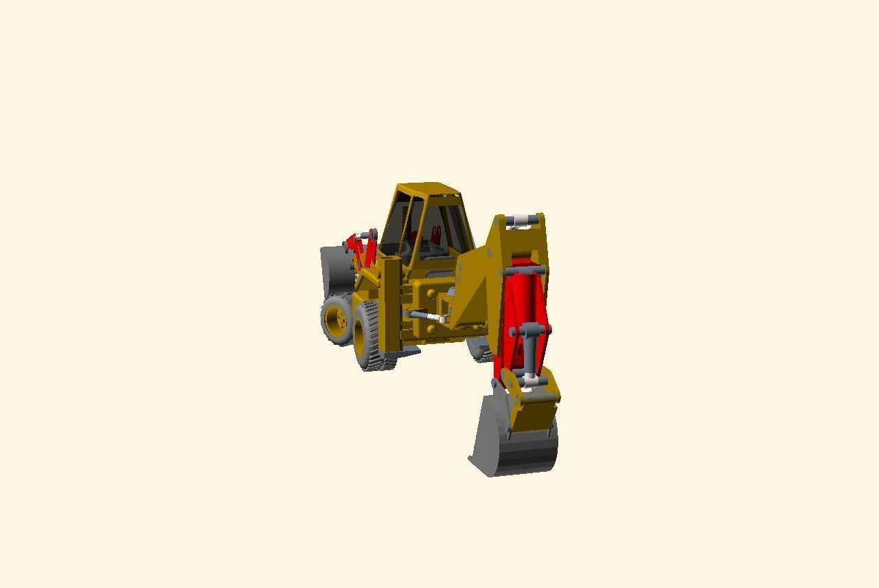 CAT JCB bachoe loader Low-poly 3D model_5