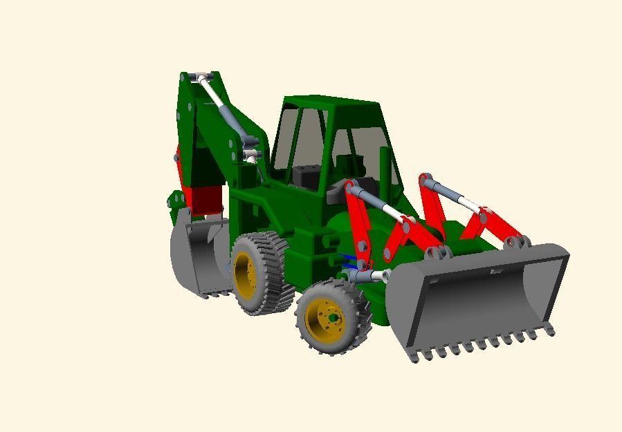 CAT JCB bachoe loader Low-poly 3D model_14