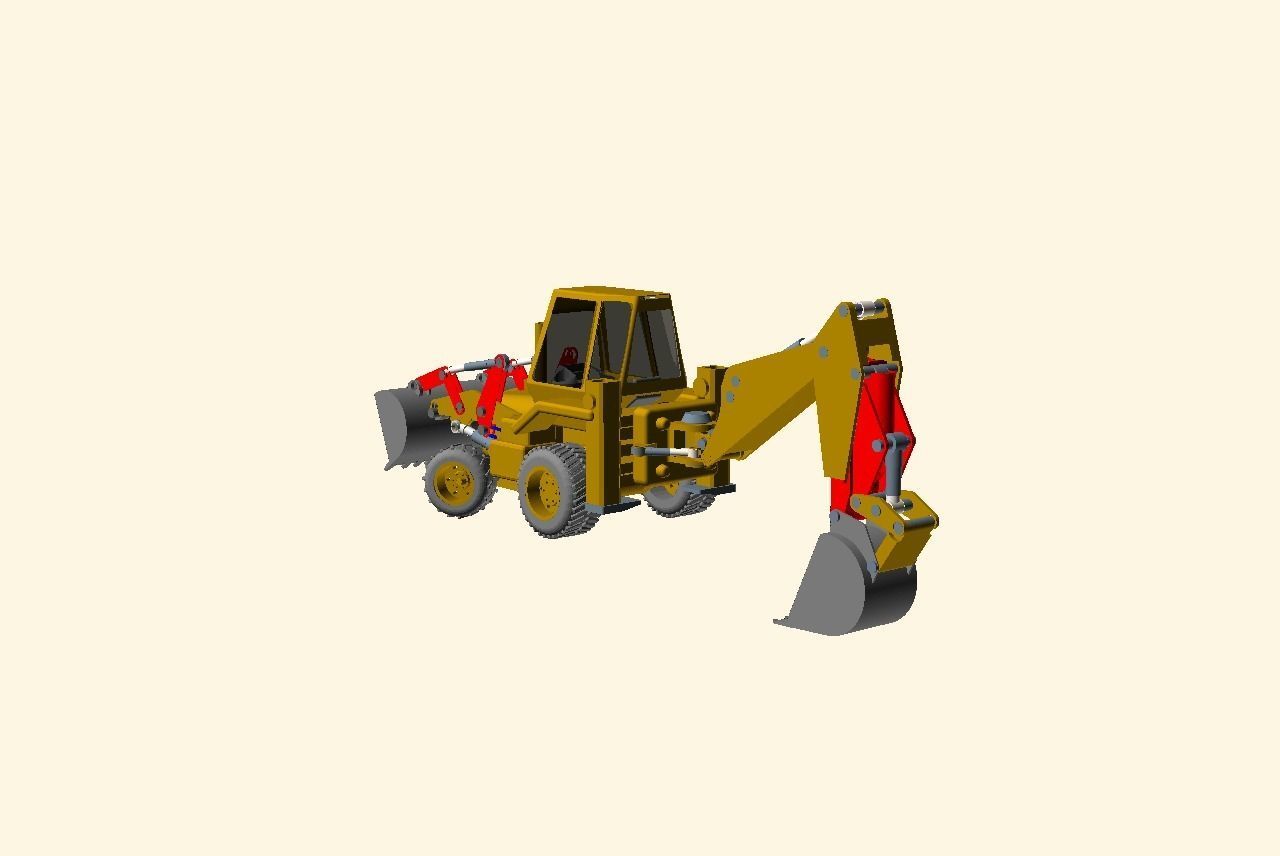 CAT JCB bachoe loader Low-poly 3D model_22