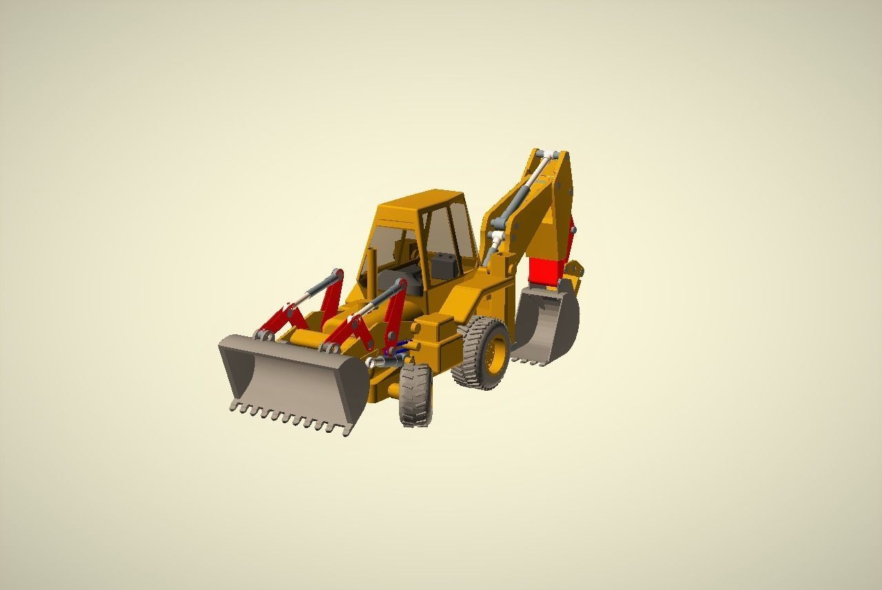CAT JCB bachoe loader Low-poly 3D model_1