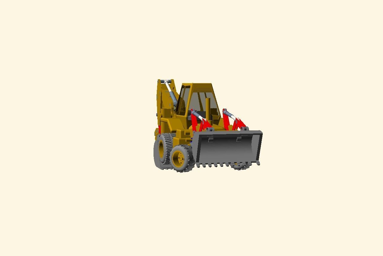 CAT JCB bachoe loader Low-poly 3D model_7