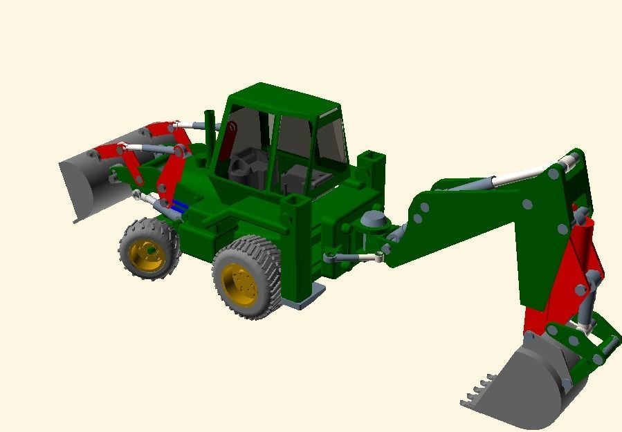 CAT JCB bachoe loader Low-poly 3D model_12