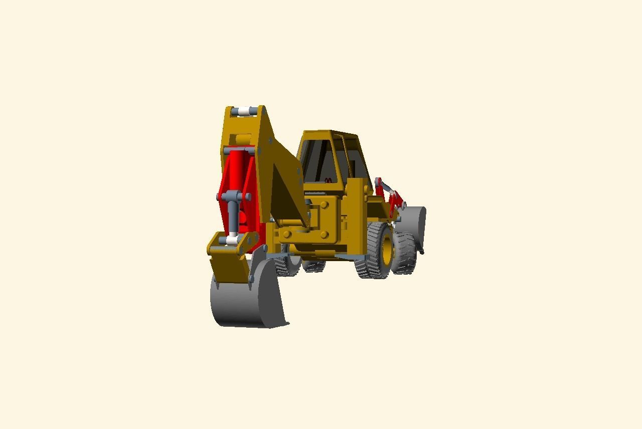 CAT JCB bachoe loader Low-poly 3D model_19