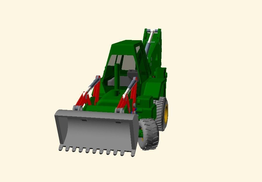 CAT JCB bachoe loader Low-poly 3D model_16