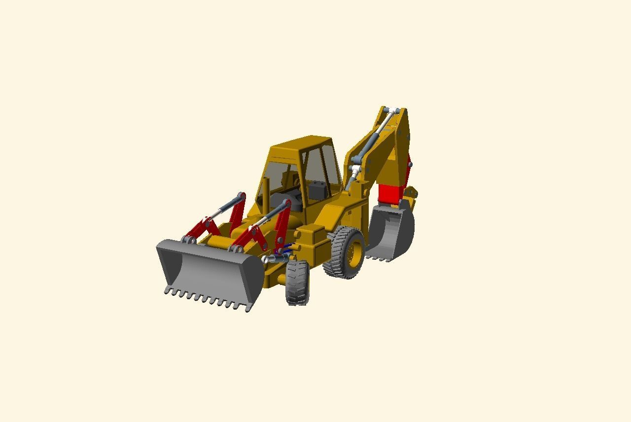 CAT JCB bachoe loader Low-poly 3D model_2