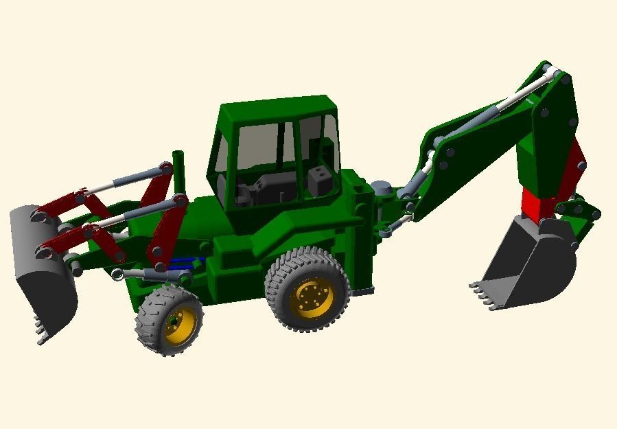 CAT JCB bachoe loader Low-poly 3D model_17