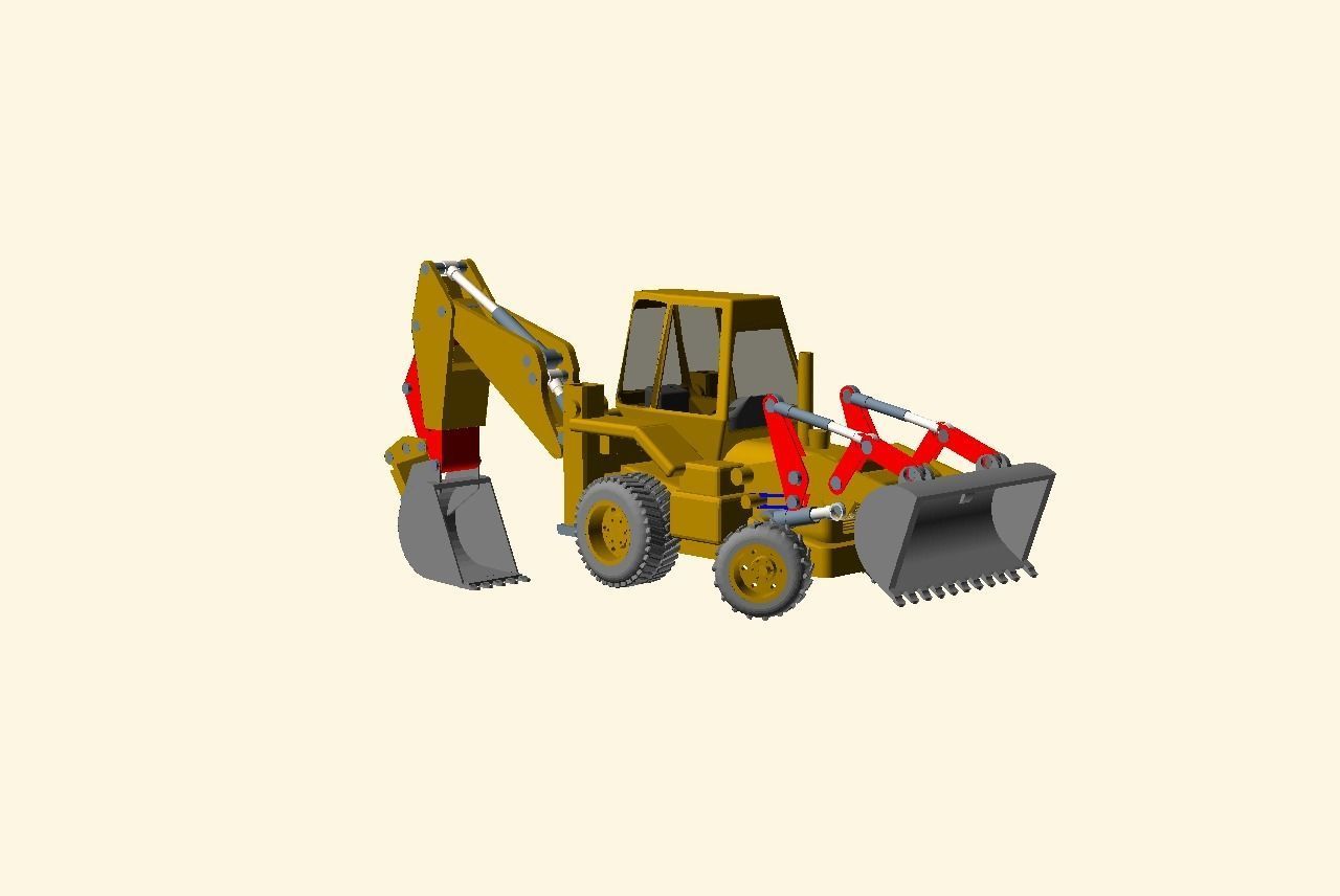 CAT JCB bachoe loader Low-poly 3D model_6
