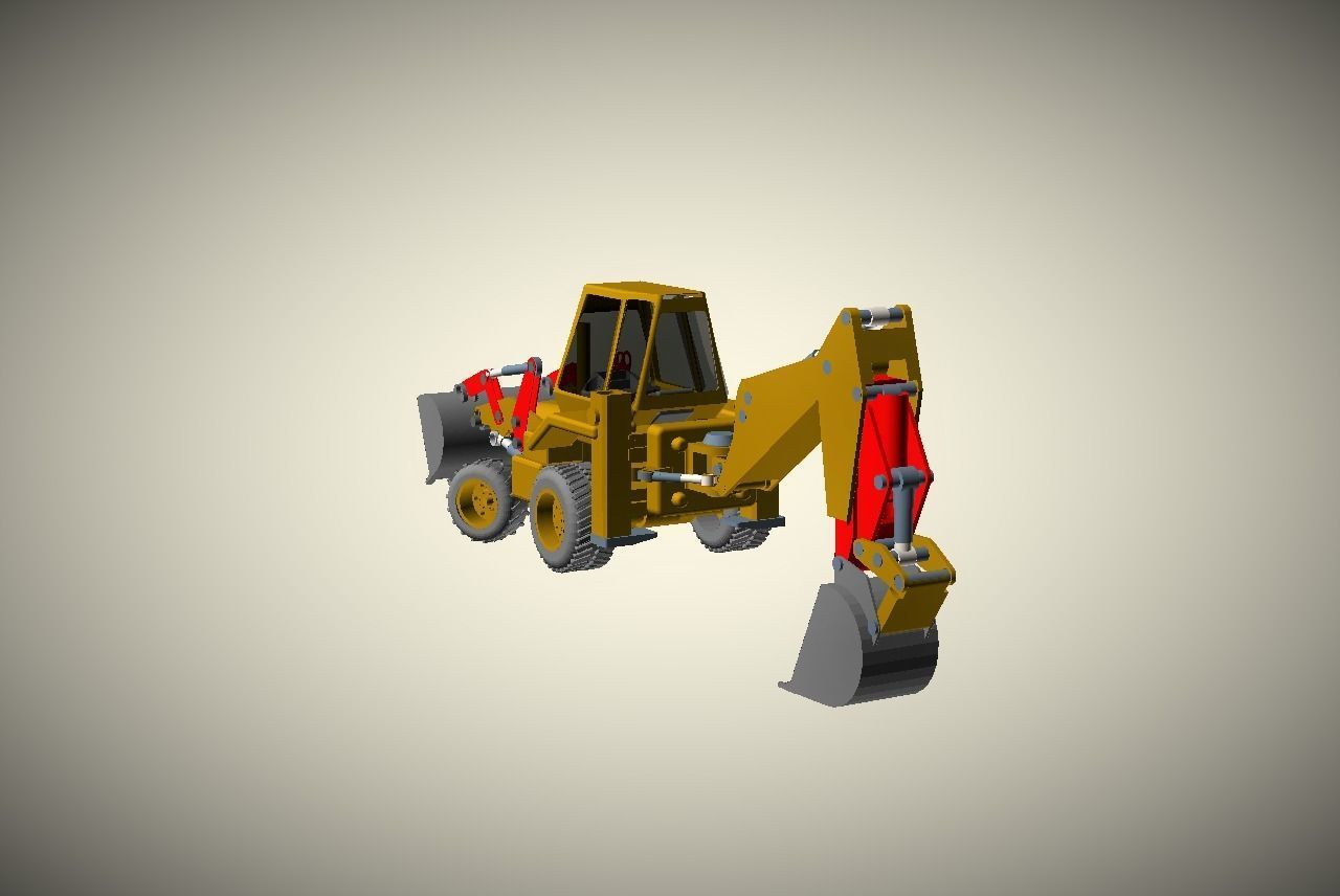 CAT JCB bachoe loader Low-poly 3D model_3