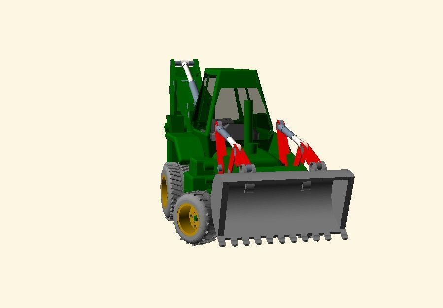 CAT JCB bachoe loader Low-poly 3D model_15