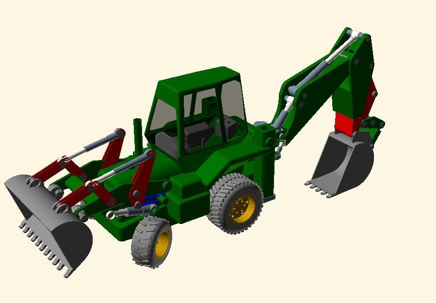CAT JCB bachoe loader Low-poly 3D model_11