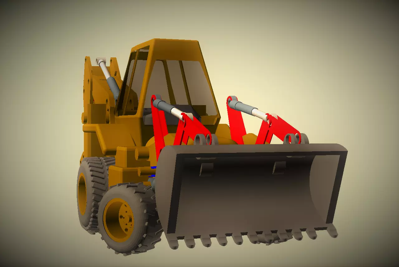 CAT JCB bachoe loader Low-poly 3D model_0