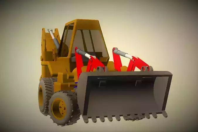 CAT JCB bachoe loader Low-poly 3D model