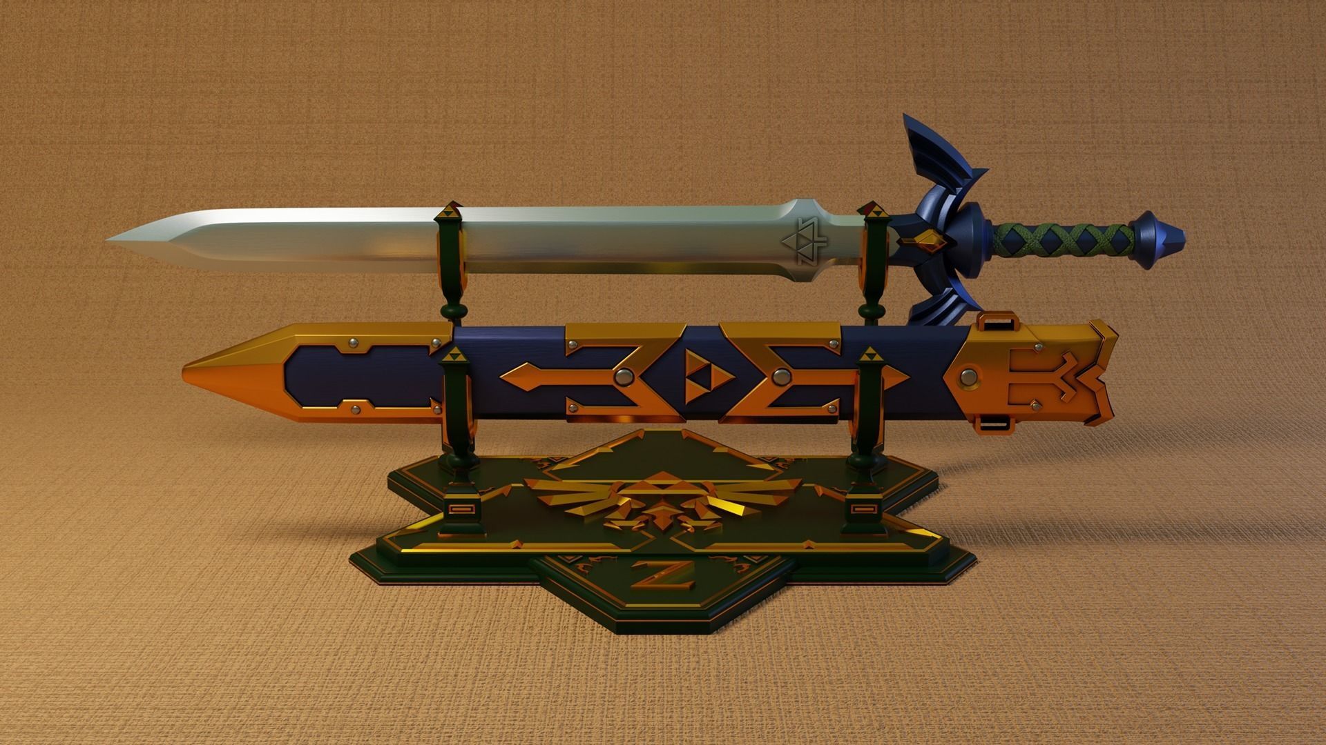 MasterSword Sheath Stand - 3D PRINT READY 3D model_1