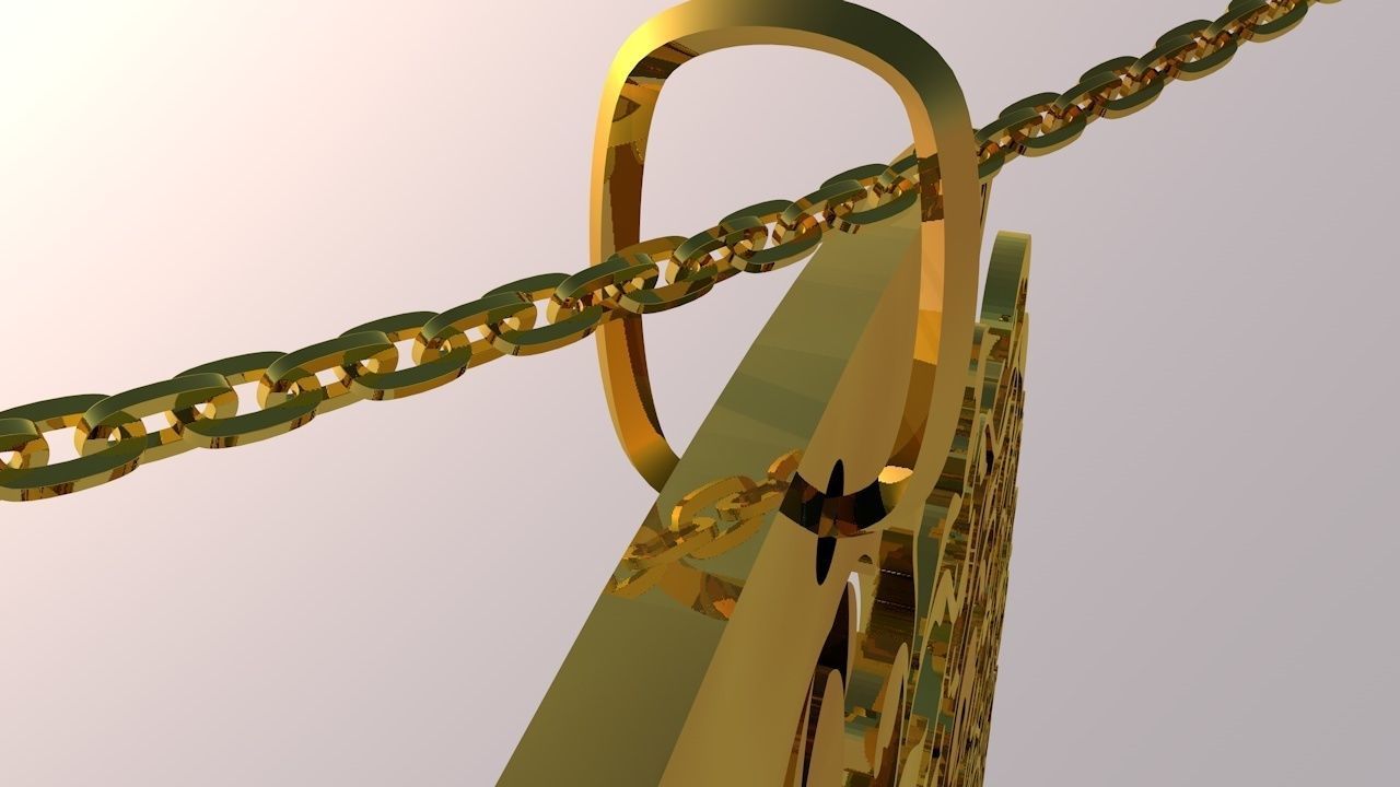 3d Necklaces gold ornate hanging ornament 3D model_5